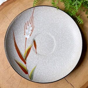 Vintage UCAGCO Japan Wild Rice Pattern Stoneware Saucer 6" Plate Black Back
